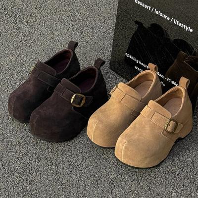 Small All-inclusive Women's Thick Soles, New Inner Height-increasing Women's Shoes, One Pedal, Retro Lazy Single Shoes