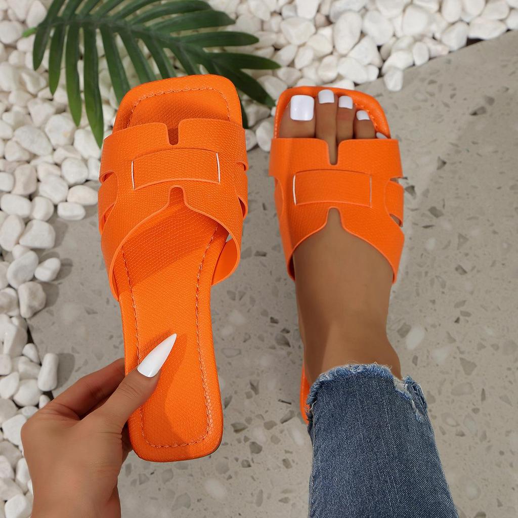 Purple Summer Slippers for Women Flat Braided Outdoor Trend Beach Sandals Women Luxury New Open Toe Square Head Women Slippers