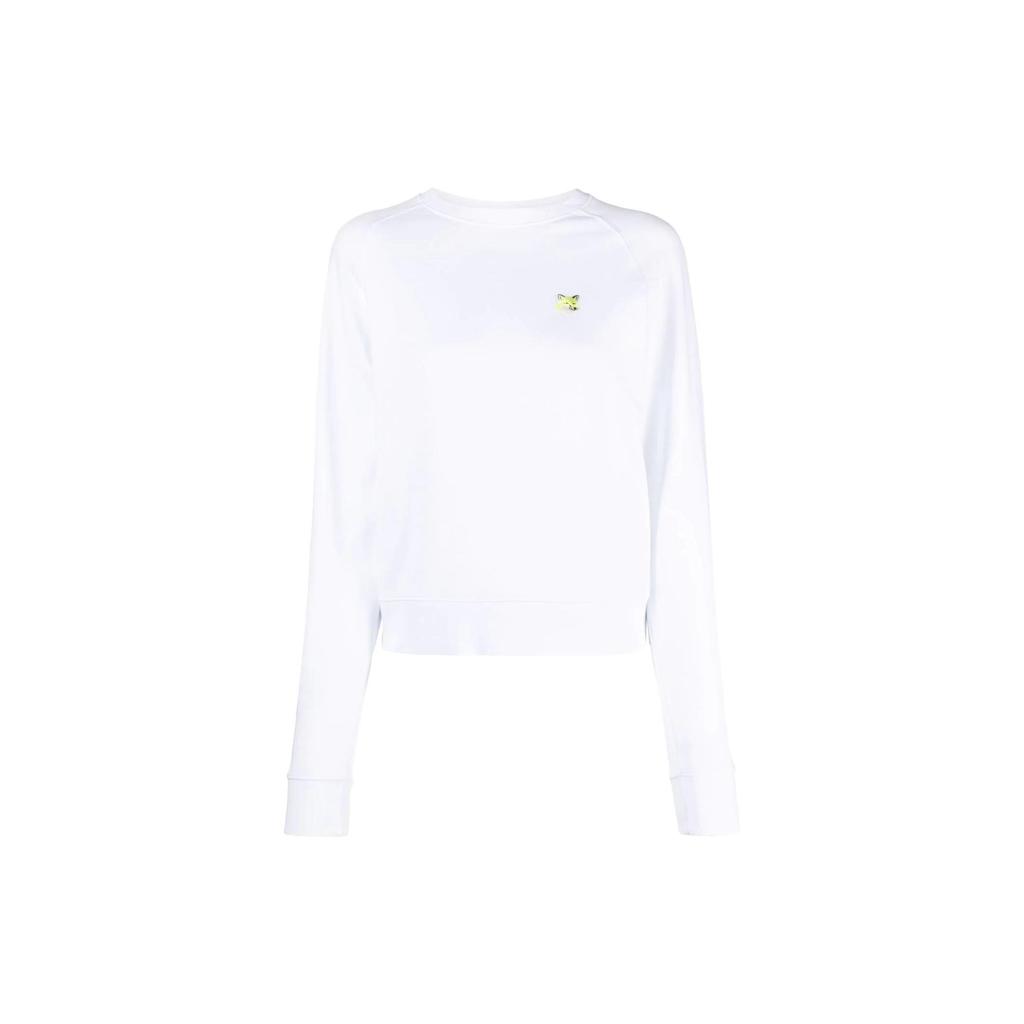 Maison Kitsune SS22 Fox Embroidery Solid Color Crewneck Sweatshirt Women sweatshirt White IW00321KM0001-P100