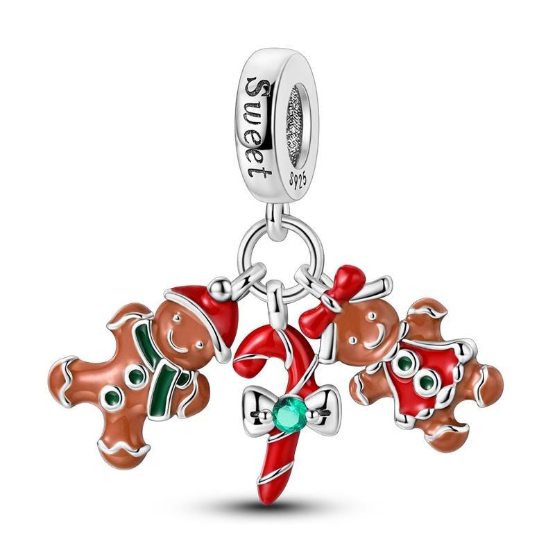 Copper Santa Claus Charms Bead Christmas House Dangle Pendant Fit Bangle Bracelet Necklace Diy Jewelry