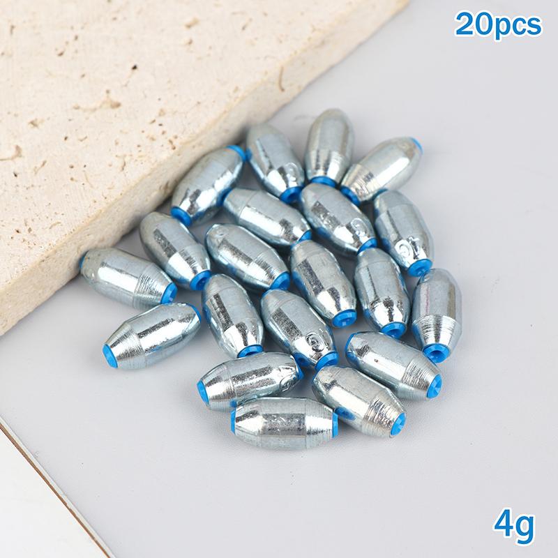 20Pcs Alloy Hollow Olive Fishing Sinkers3/ 4/6/8/10/12/15g Wax Coating Steel Fishing Weights Fishing Weight Accessories