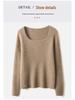 Slim Fit U-Neck Cashmere Sweater: Women's Elegant Spring/Autumn Knitwear Pullover
