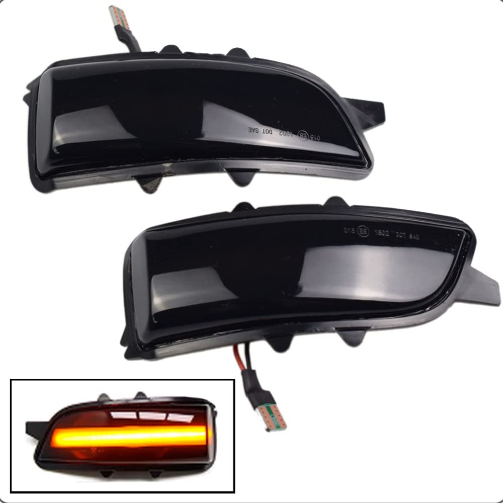 2Pcs Led Dynamic Turn Signal Lights Sequential Yellow Lights Black Shell Side Mirror Reflector Compatible For Volvo C30 S80 S40 V70 S60