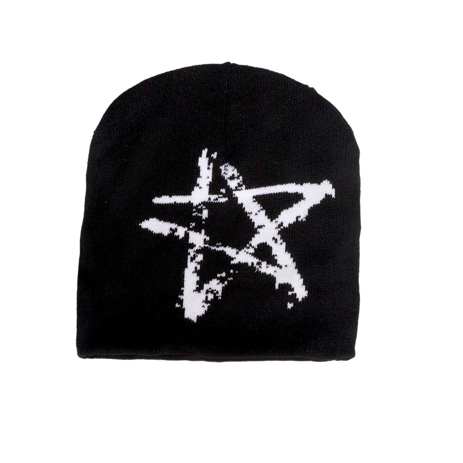 Slouchy Beanies Winter Warm Skull Hat Knitted Beanie Y2k Hip Hop Accessories Unisex Skull Hat Ski Cycling Outdoor 1 белый/чёрный