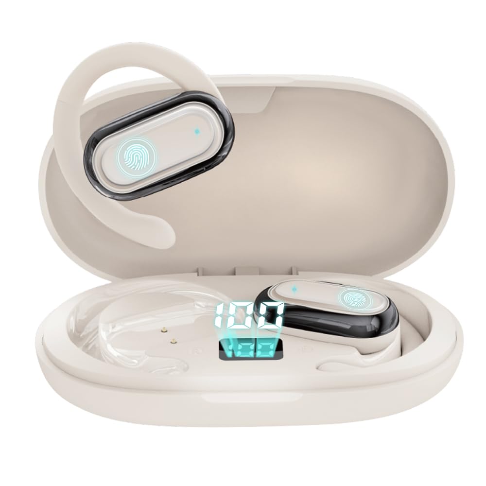 

Беспроводные Bluetooth-наушники для костной проводимости, наушники с микрофоном, шумоподавление ENC, автоматическое стабильное комфортное время ожидания, защита от утечки звука, чистый звук, совместимые с и бежевый