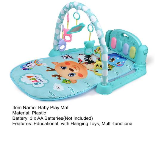 Nursery Baby Play Mat with Hanging Toys Kick And Play Piano Gym Mat with Music Lights Infants Crawling Activity Mat Early Education