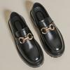 Fashion Classic Thick Sole Men's Penny Loafers Slip-On Business Dress Shoes for Gentleman Metal Buckle Formal Black Glossy Shoes