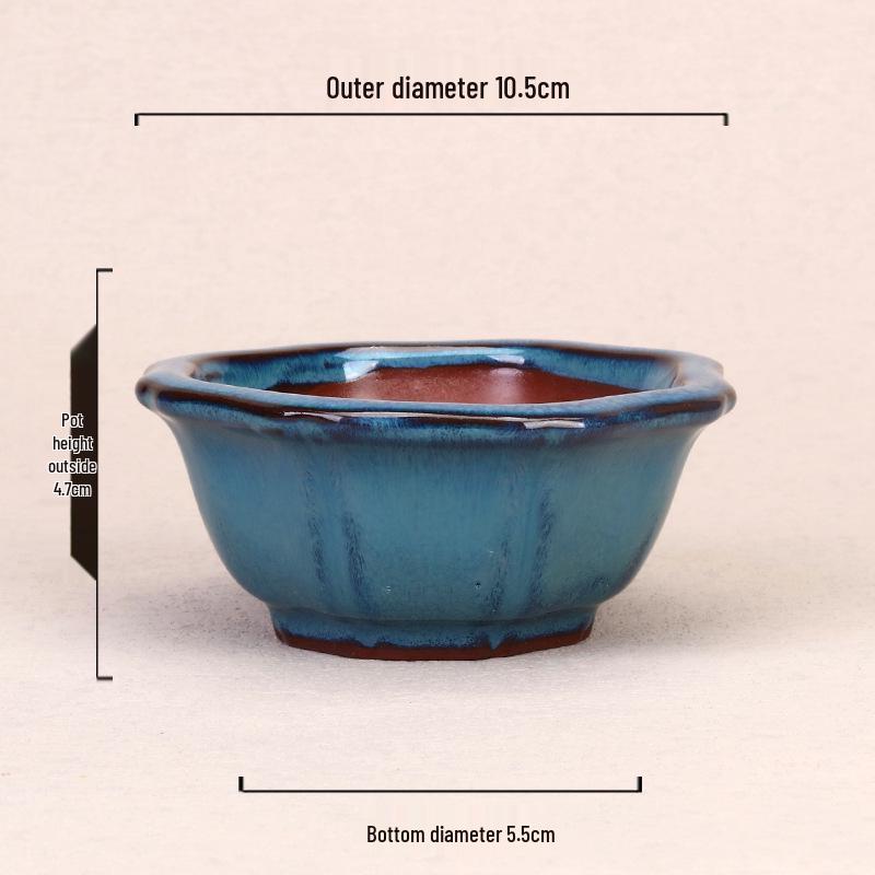 Ceramic Miniature Hand-Shaped Purple Clay Succulent Pot with Blue Glaze - Small Flower Pot for Balcony Seedlings