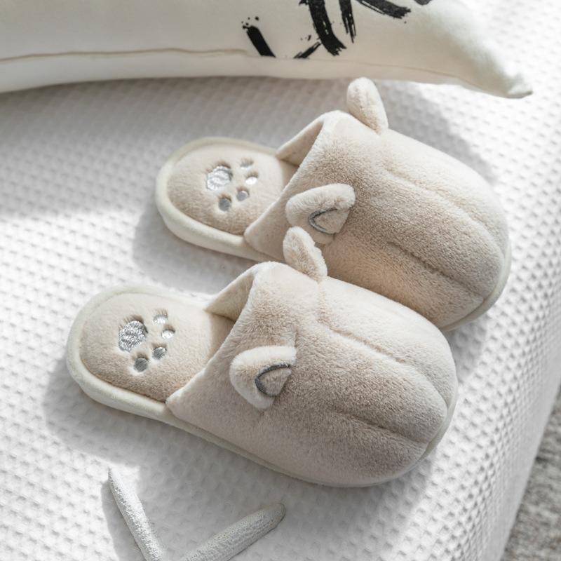Cotton slippers for women in winter home cute plush home couple indoor warm furry dormitory cotton slippers for men autumn and winter