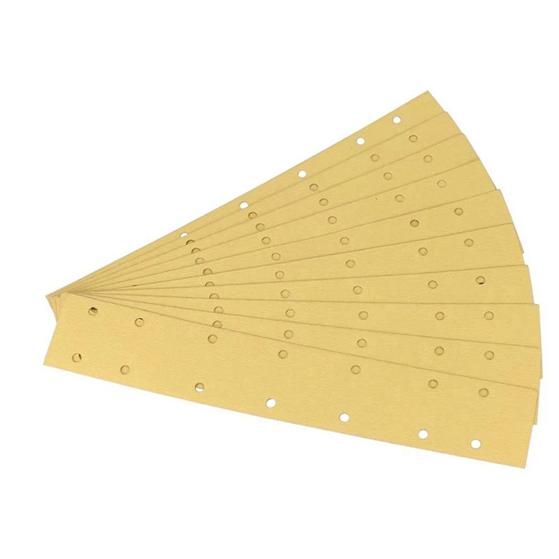 50PCS Rectangular Dry Sandpaper 14 Holes 70X420mm Car Sanding Polishing Sandpaper Air Sander Self-Adhesive Flocking-B61B