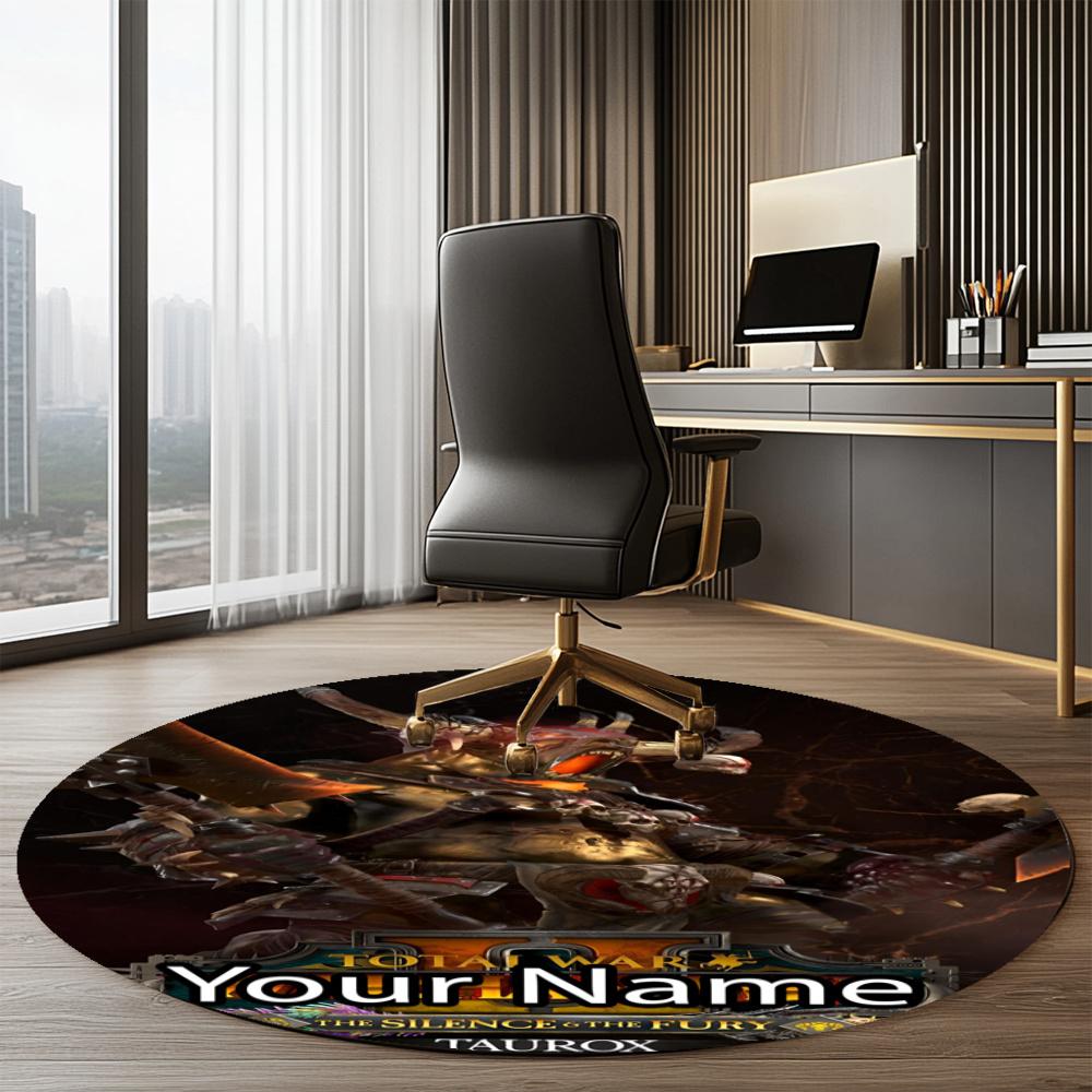 Custom Name Total War Warhammer Printed Round Rug Carpet Chair Rug Area Rug Entryway Doormats,for Office Chair Living Room Bedroom Kitchen Room.