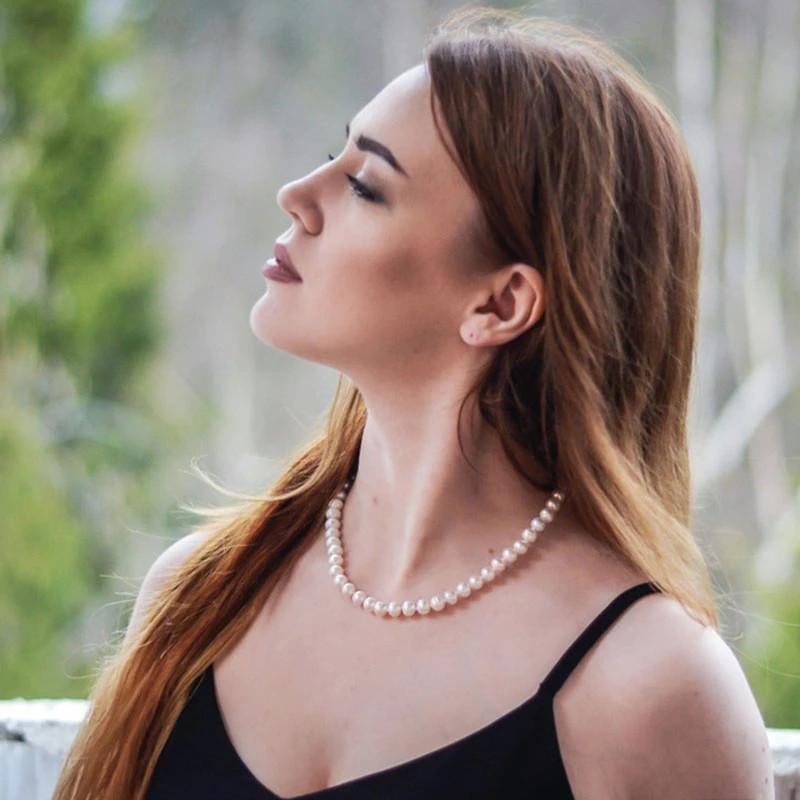 Collier de perles, Chaîne de cou simple et tendance, Chaîne de clavicule multi-tailles, Chaîne de cou style célébrité douce et rétro.