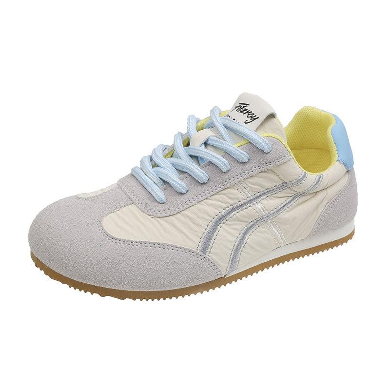 Retro lace-up casual sports shoes women's 2025 spring new versatile flat-bottomed Dexun Forrest Gump shoes color matching white shoes