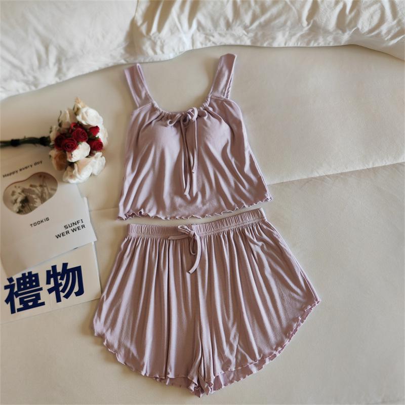 Women s Summer Modal Pajama Set: Camisole with Built-in Bra Pads & Shorts, Lightweight Homewear. XL
