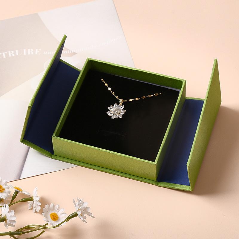 Dual-Opening Magnetic Flip Jewelry Packaging Box Earring Necklace Ring Jewelry Organizer Box Thick Kraft Paper Jewelry Box