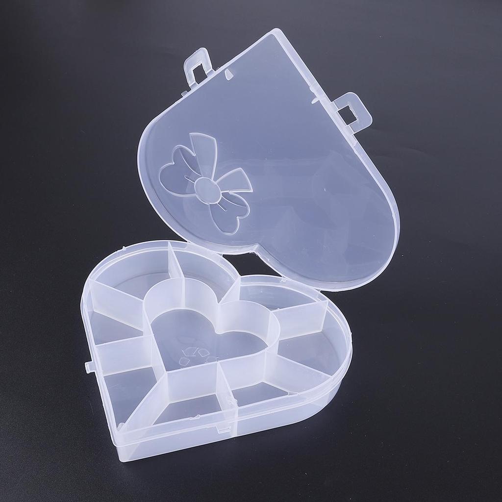 PVC Adjustable Practical Heart Storage Box Bead Ring Box Jewelry Presentation Organizer