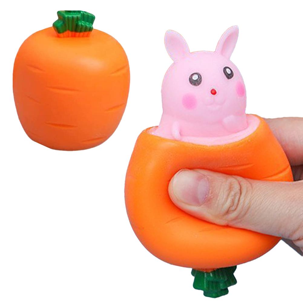 Squeezing Carrot Rabbit Squeezing Cup Pocket Small Bunny Carrot Animal Bunny Stress Pinching St R0Z3