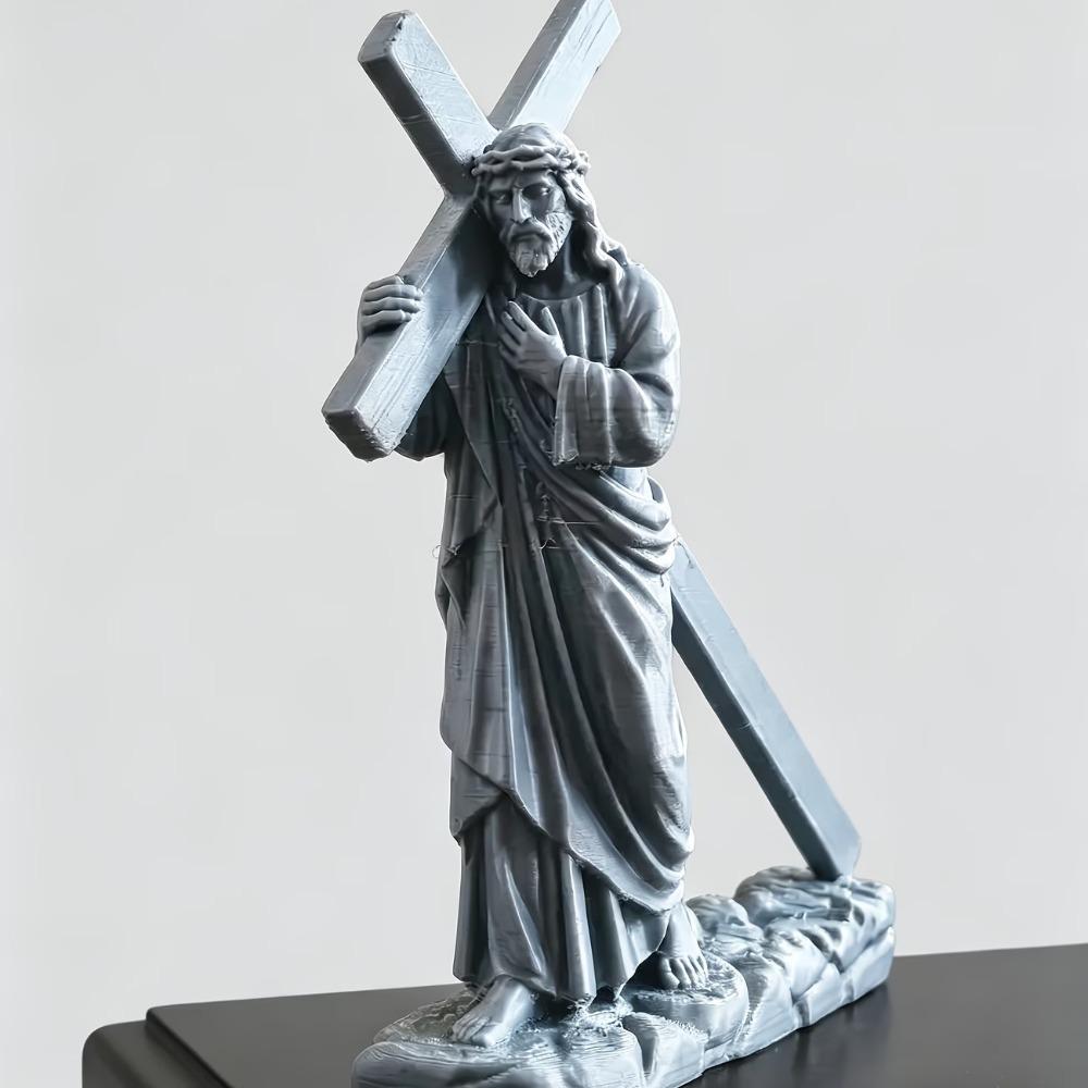 Mini Jesus Statue Cross Decoration 3D Printing Christian Figurine Tabletop Decoration