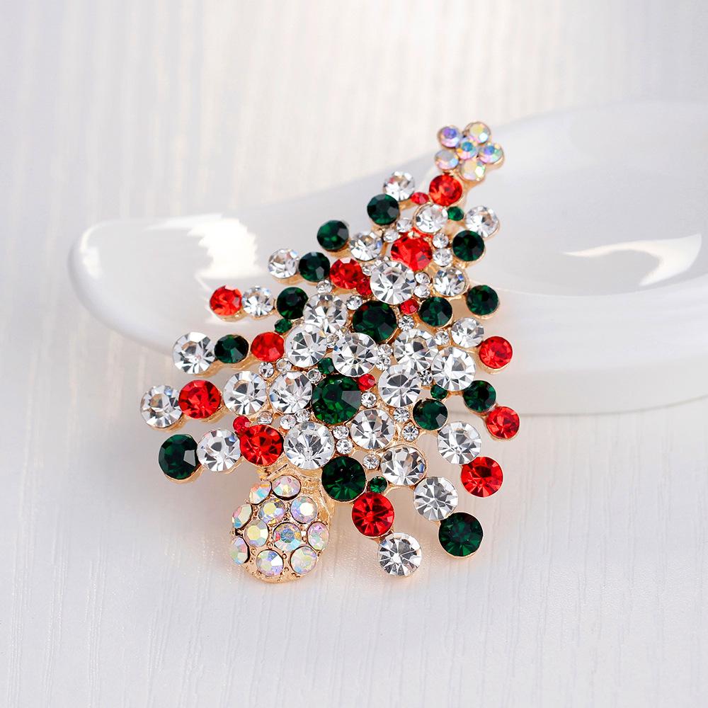 Rinhoo Fashion Zircon Christmas Tree Green Tree Brooch Pins Christmas New Year Gift Jewelry Gift
