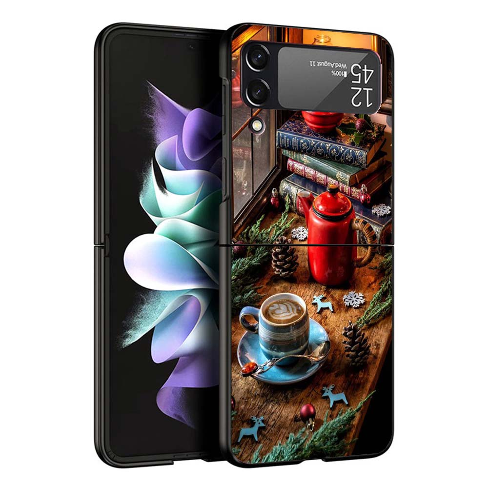

Winter Coffee Christmas Phone Case For Samsung Galaxy Z Flip7 Flip6 5G Flip5 Flip4 Flip3 ZFlip 7 6 3 4 5 Shockproof Back Cover G Samsung Z Flip 5