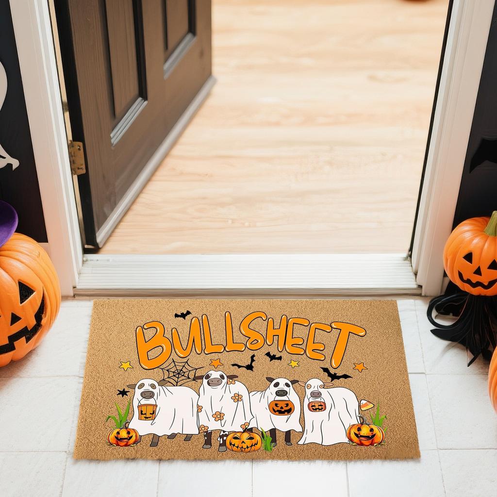 Halloween Bath Blanket Pumpkin T Tufted Bath Mat Non-slip Bathroom Bath Blanket Front Door Mat