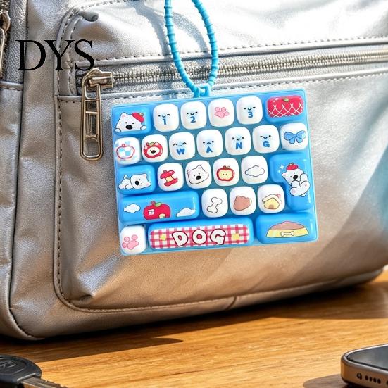 Portable Keyboard Key Pendant Mechanical Fidget Keychain Toy, 26 Tactile Analog Keys Decompression Switch Feel Stress Relief for Backpacks And Wallets