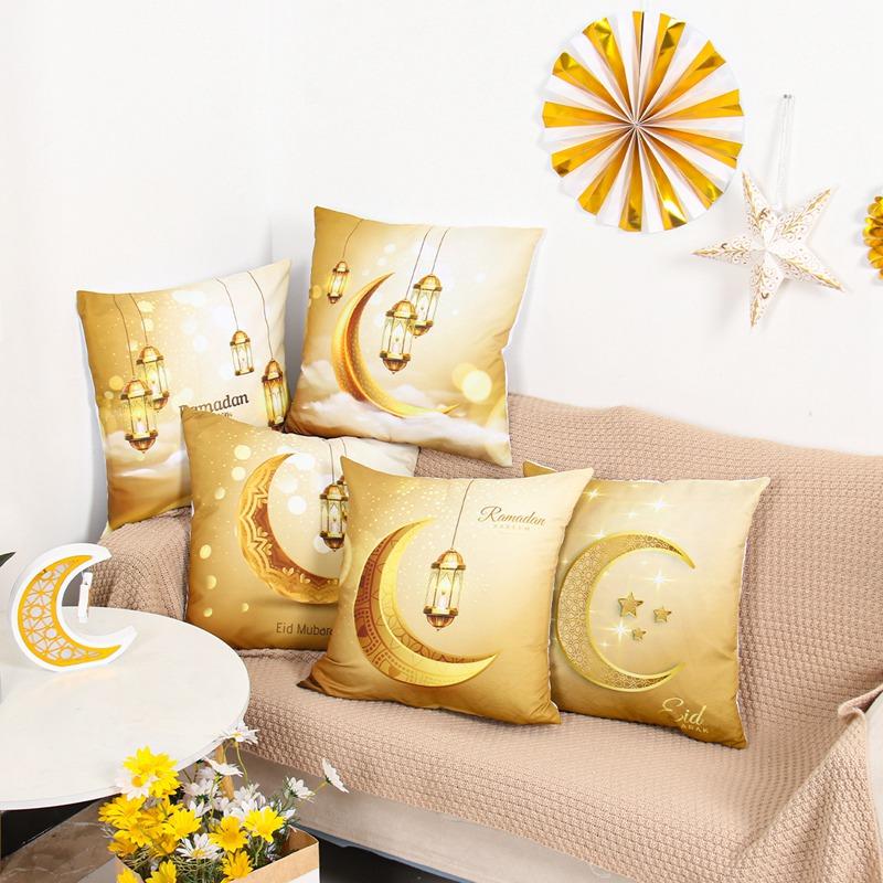 Eid Mubarak Pillowcase Decor For Home Sofa Cushion Cover Islamic Ramadan Kareem Decoration Mosque Muslim Pillow Cover Gifts