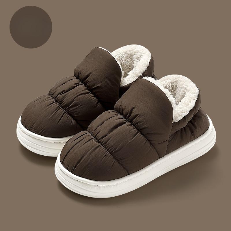 Cotton Shoes, Waterproof Shoes, Thick-soled, Warm, Indoor Anti-slip, Fleece Heels, Slippers