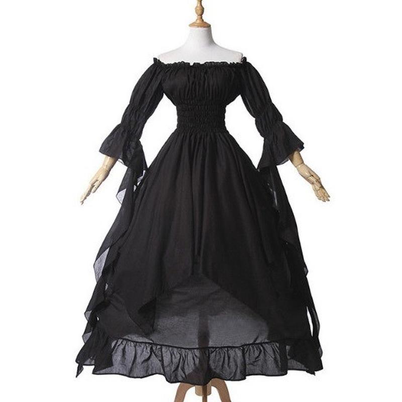 Lace Flared Sleeve Retro Gothic Dress Cosplay Prom Princess
