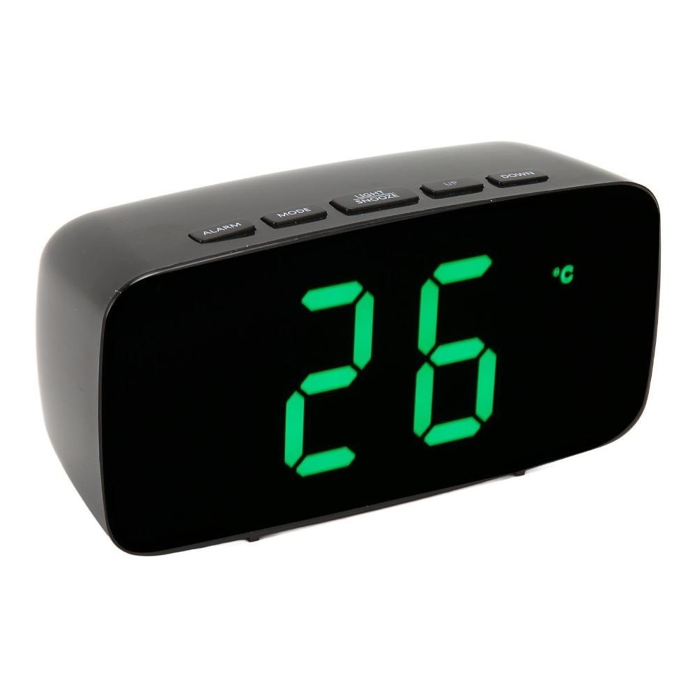 Large Display Mirror Alarm Clock Temperature Display LED Electronic Clock For Bedside зелёный