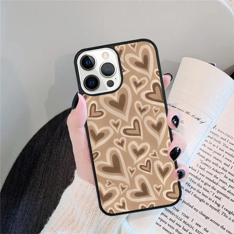 Latte Love Braunes Herz Ästhetische Handyhülle Für iPhone 17 Air 16 15 14 plus 12 13 Pro max Hülle Cover coque