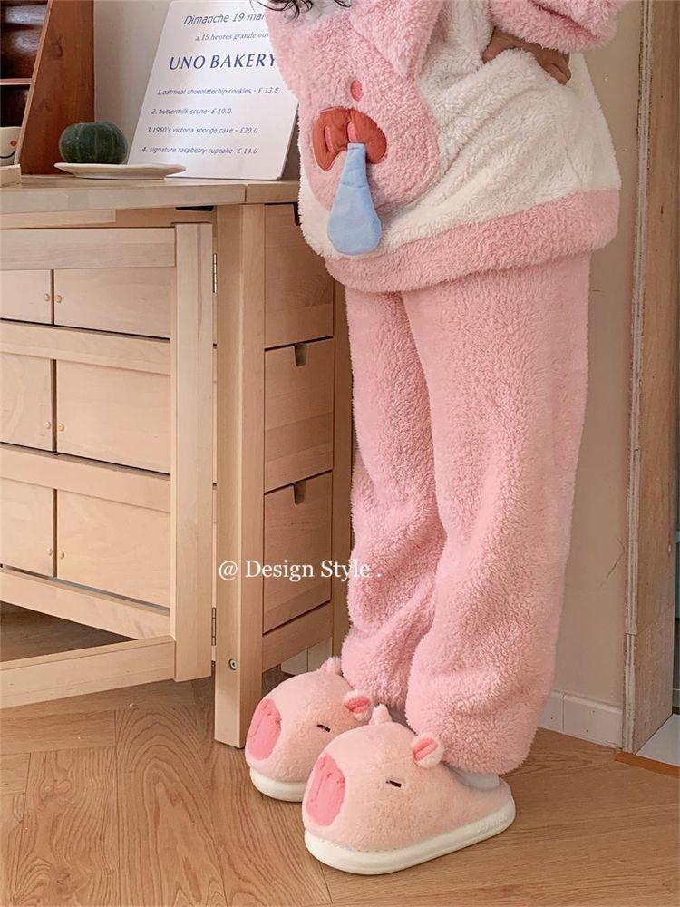 Fashion Vivid kawaii capybara slippers woman winter furry slides shoes home slippers women funny animal fluffy scuff shoes indoor sliper