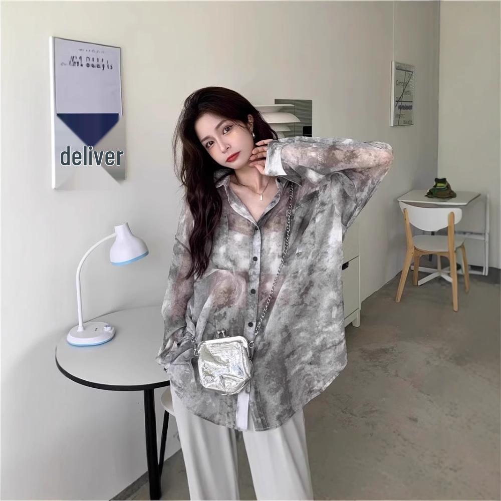 Damen Übergröße Batik Hong Kong Stil Langarmjacke – Frühling/Sommer 2025 Sonnenschutz Lockerer Schnitt