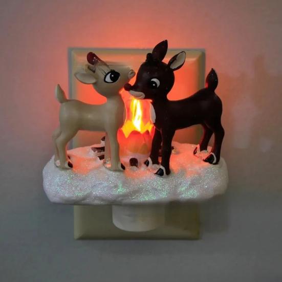 Christmas Campfire Flickering Night Light 3D LED Small Electric Light with Faux Flicker Flame for Holiday Indoor Decorations