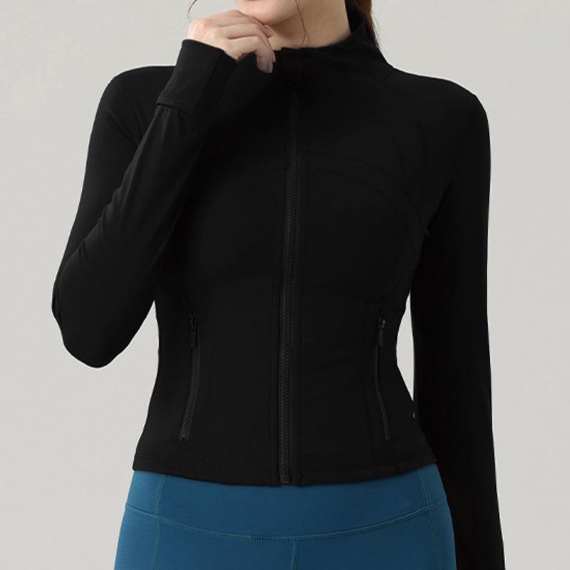 Sports cardigan women's nude fitness clothes stand-up collar long-sleeved jacket shapewear running tights slim yoga clothes