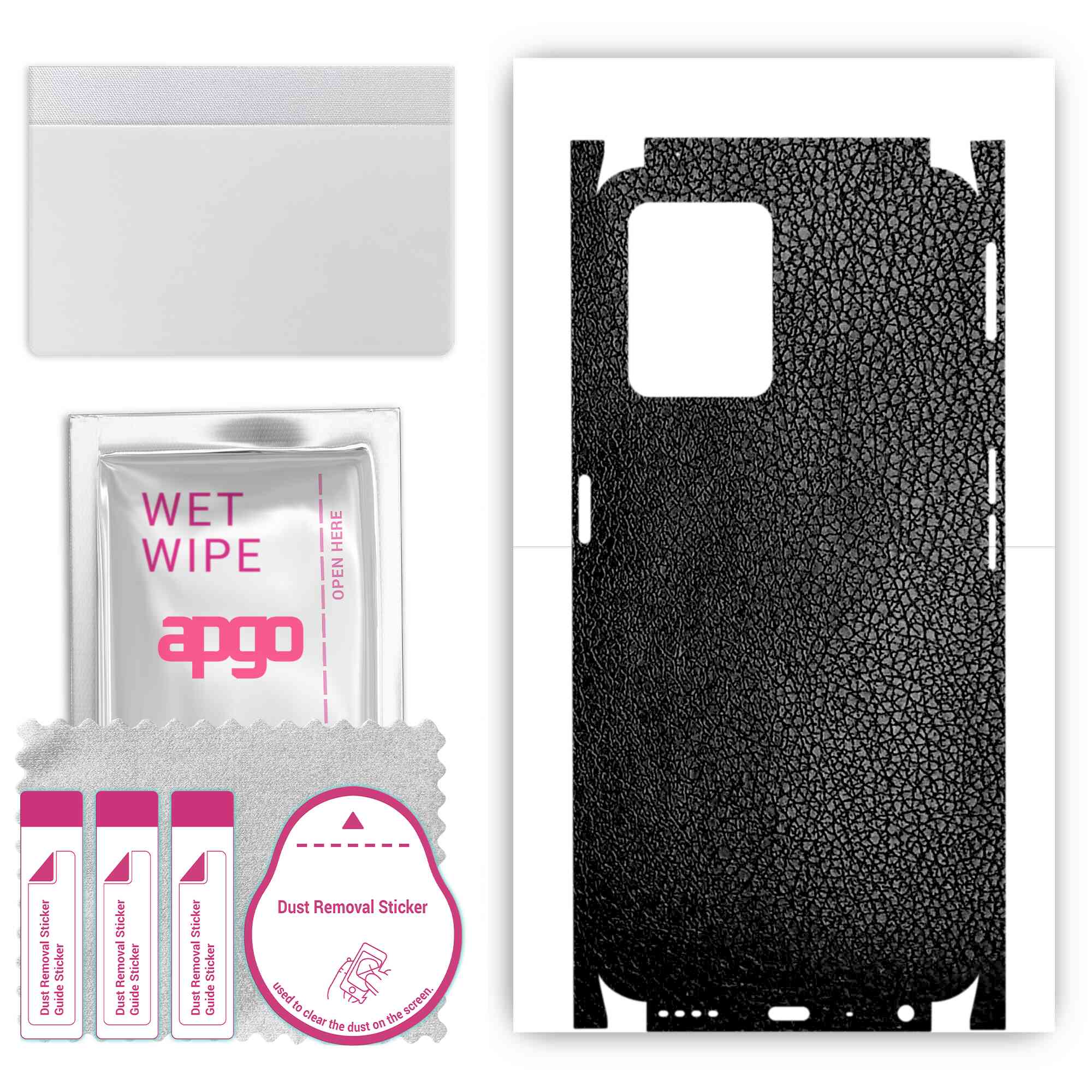 

apgo Protective Skin Sticker for the back+sides compatible with Realme 9 Pro, Full Wrap Film, Foil, Vinyl - Pattern Black Leather