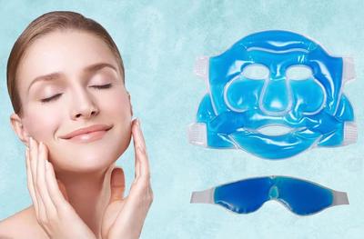Cooling Gel Face Mask and Eye Mask Set, Reusable Cold Therapy Pack, Blue