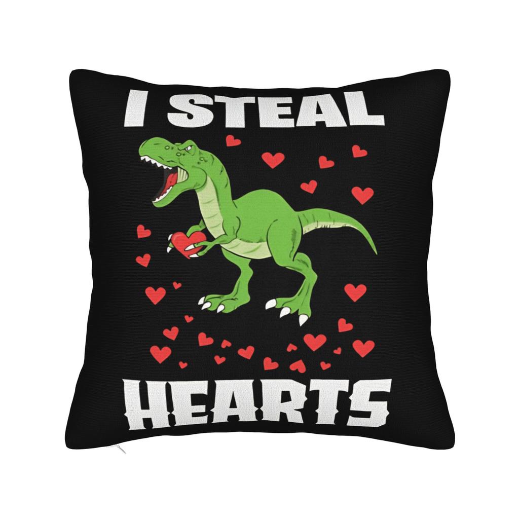 Valentine Day Dinosaur TRex I Steal Hearts Pillow Case Retro Trendy Pillow Cover Soft Pillowcases For Chair Sofa Home Decor