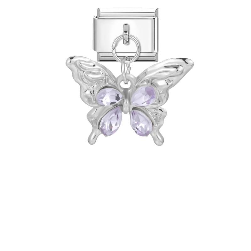 Pink Butterfly Romantic Flowers Heart Star Moon Pendant Italian Charm Links Fit 9mm Bracelet Stainless Steel DIY Making Jewelry