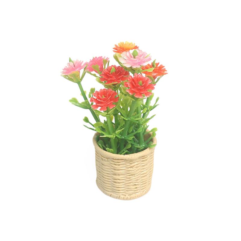 1:12 Dollhouse Miniature Daisy Mint Tree Flowers Pot Mini Green Plant Potted Plant Simulation Tree Model Home Garden Decor Toys