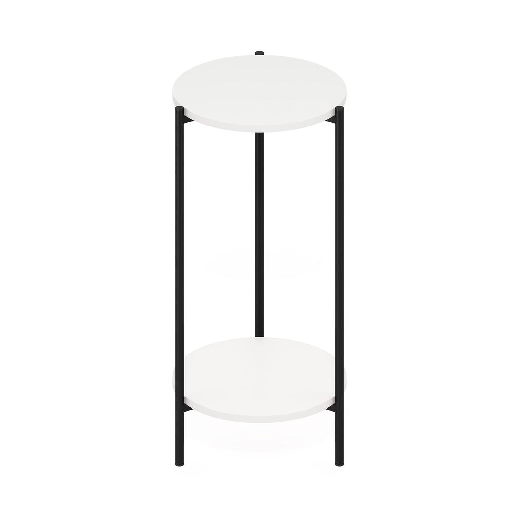 Furinno Besi Series High Side Table with Steel Legs, 2 Tiers, White/Black [Officially Imported from Japan] 23079WHBK