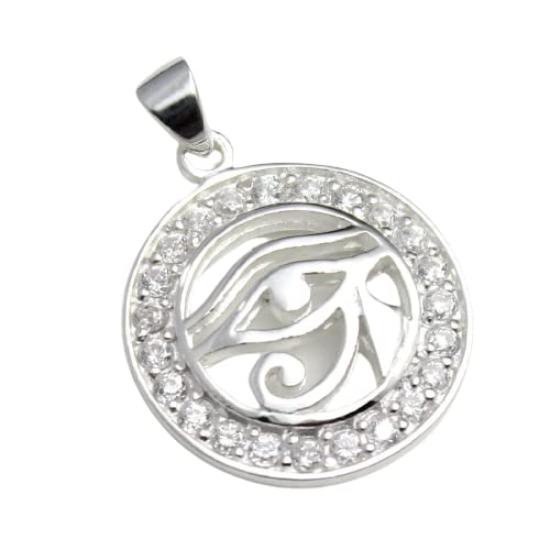 Eye of Horus Egyptian Sterling Silver 925 Pendant Top with Zirconia - Women s Pendant