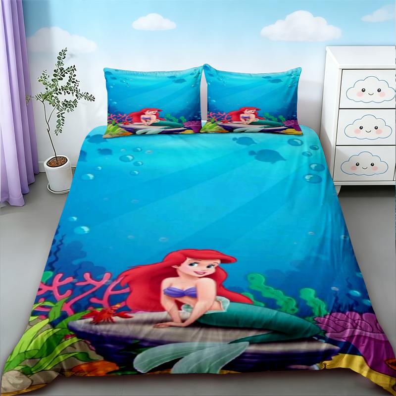 

Mermaid Duvet Cover Set Cartoon Beautiful Bedding Set Quilt Cover Queen King Size for Girl Bedroom Home Decor 135x200cm