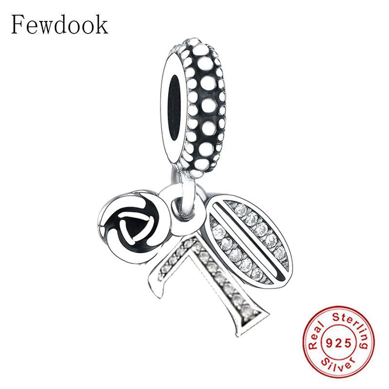 Fit Pan Charm Bracelet Authentic 925 Silver Alphabet & Numbers 18 21 50 60 Years Of Love Bead Making Berloque