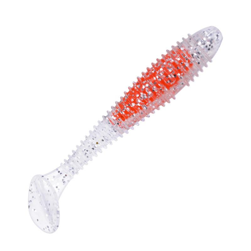 

10PCS/Box Spiral T-tail Soft Bait 65/75mm PVC Sequin Laser Wobblers Artificial Swimbait with Fish Attractant Carp Fishing Lures 10PCS-65mm червоний
