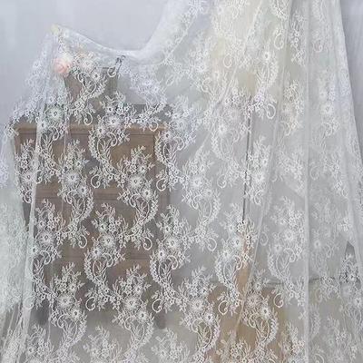 Light and Soft Lace Net Fabric with Floral Patterns Suitable for Wedding Dresses Formal Gowns and Designer Clothing Fabrics