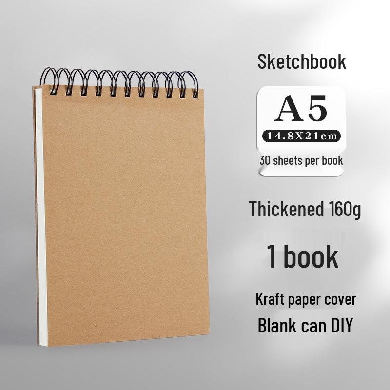 Szkicownik A5 na spirali dla uczniów szkół podstawowych - Kompaktowy, gruby, w twardej oprawie, poziomy