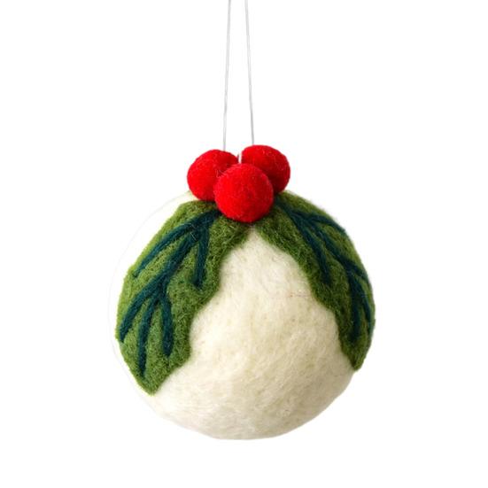 Wool Ball Christmas Ornament Handmade Felt Balls Christmas Tree Hanging Ornaments for Vintage Xmas Holiday Farmhouse Party Decor
