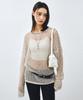 MONGDOL Paper Net See-Through Knit Top Gray Mdkt126Gray