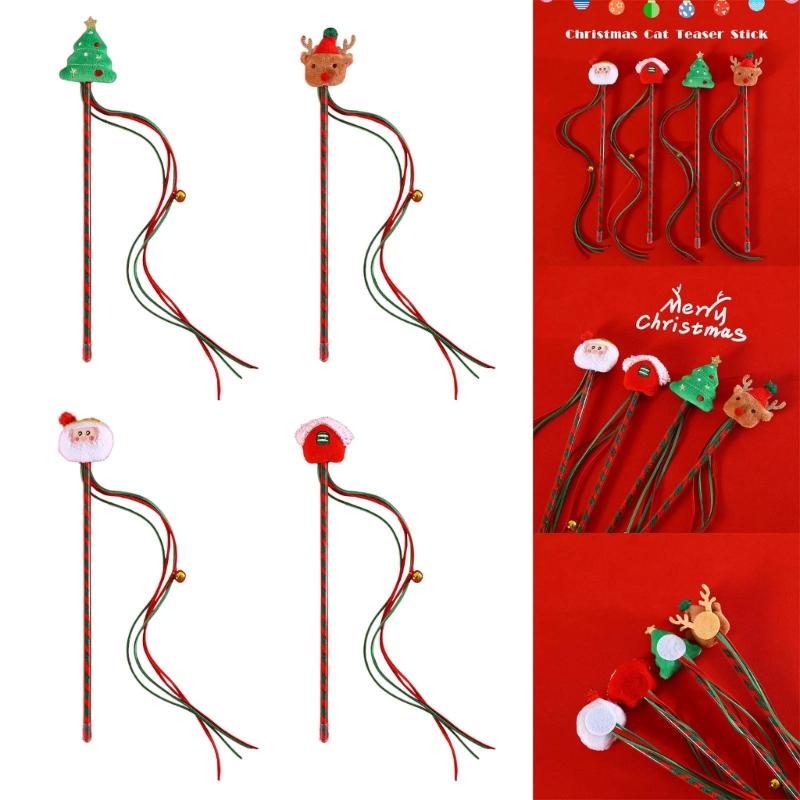 Lovely Cat Plush Toy Cat Wand Toy Fishing with Plush Reindeer for Indoor Cats Kitten Playing Teaser